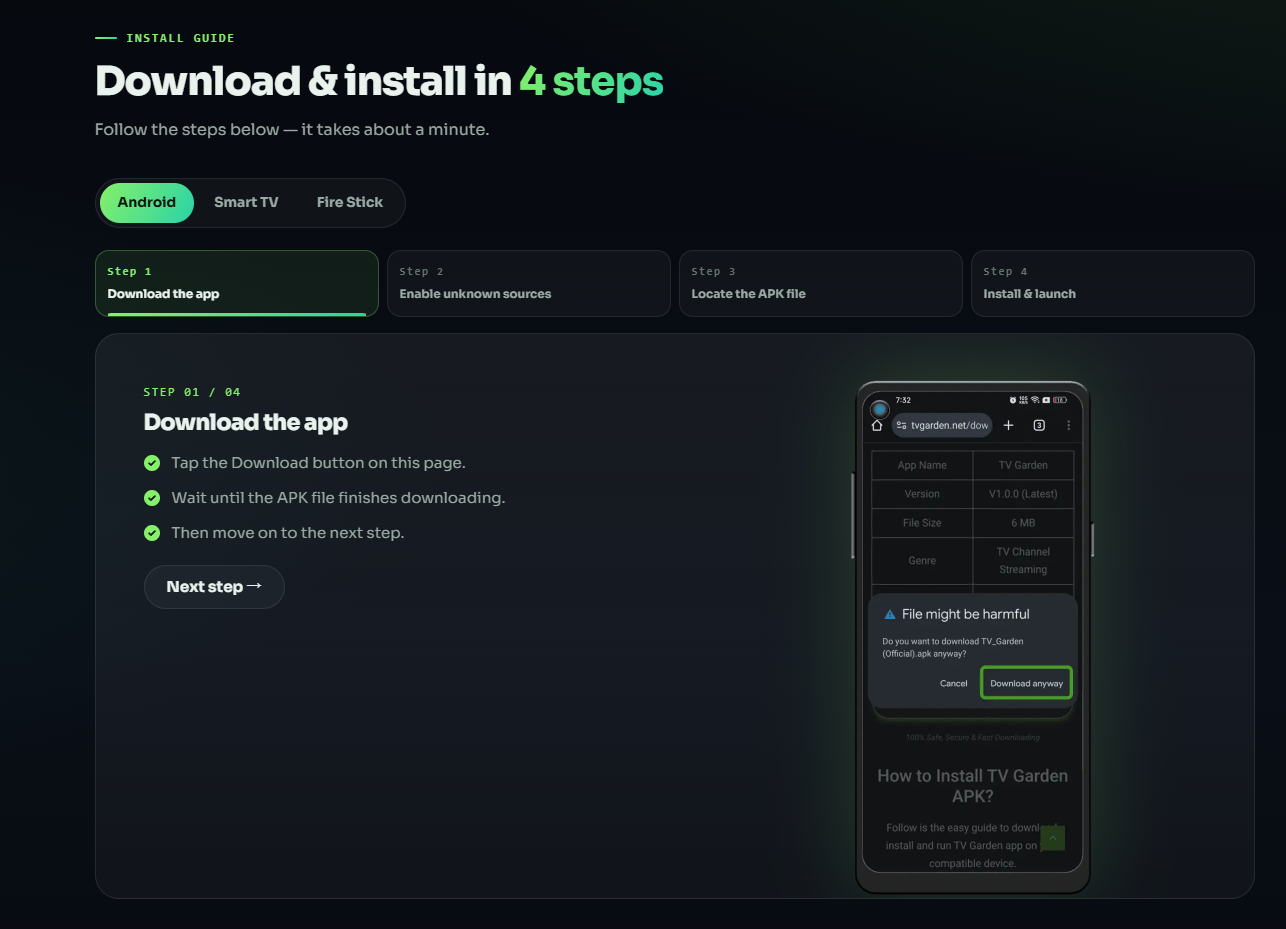 Android download confirmation with the download button highlighted
